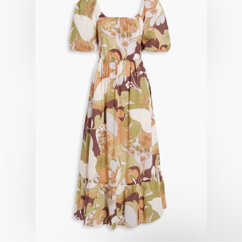 Antik Batik Bahia Cutout Ruffle Maxi Dress With Square Neckline  Adjustable Back